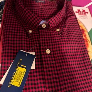 Polo by Ralph Lauren Men's Red and Black Plaid Long Sleeve Shirt